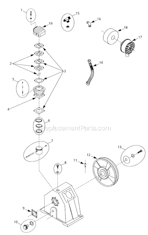 Page A Diagram and Parts List for  Campbell Hausfeld Compressor